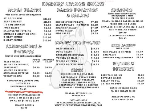 Hickory smoke house leesville menu - We are open until 9:00! Phones not working!